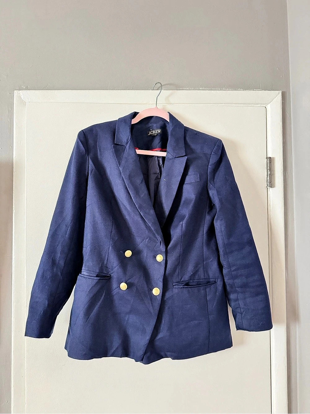 J.Crew Double-Breasted Gold-Button Blazer Blue size 6